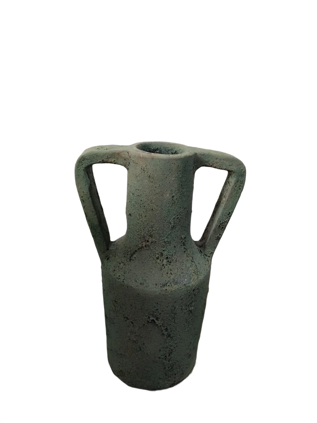 Rustic Green Handled Neck Vase – Medium
