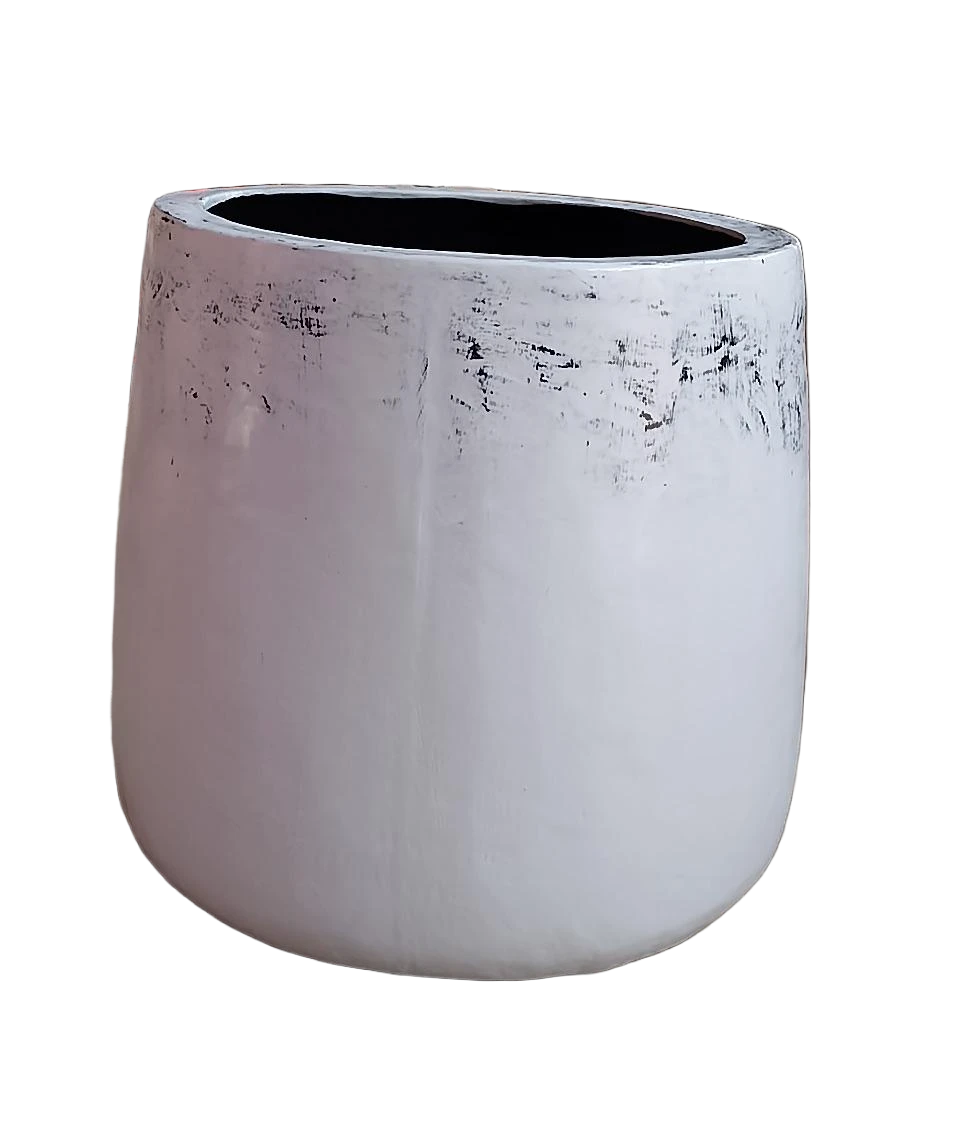 Black Splash – White Pottery Pot