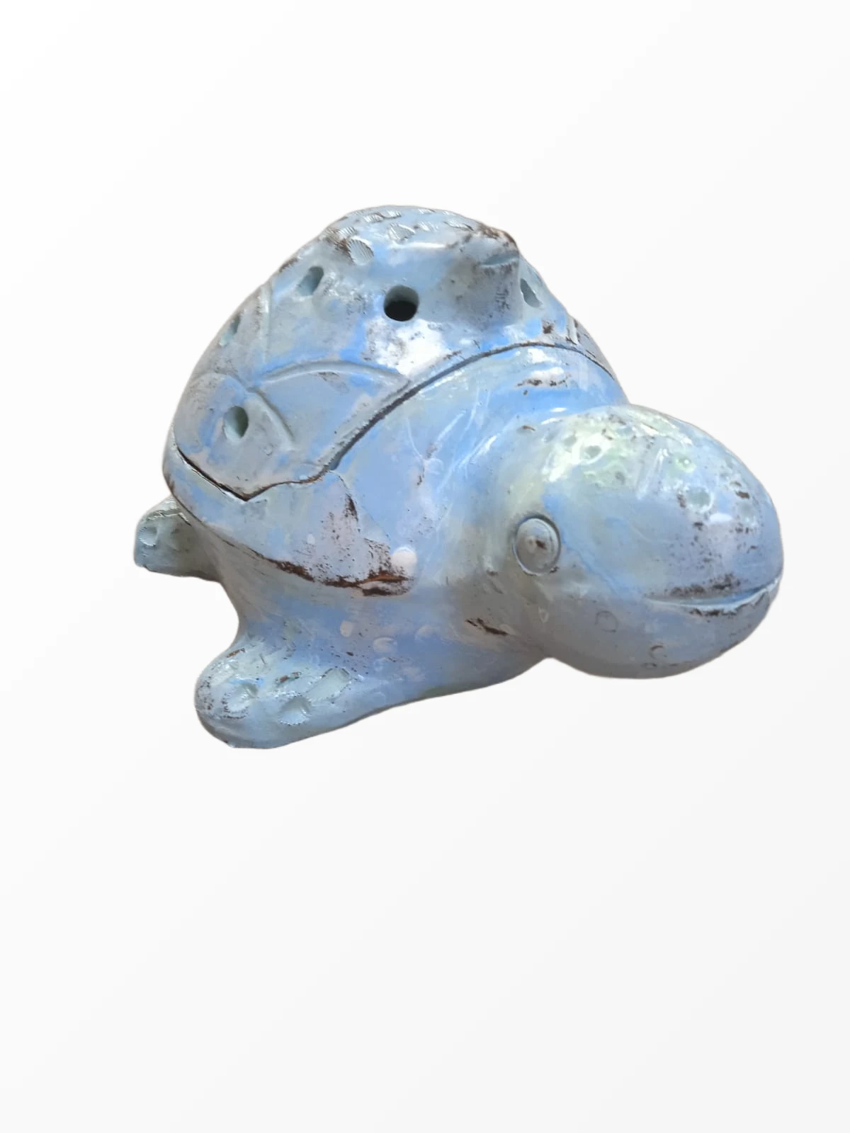 Azure Turtle Pottery Figurine
